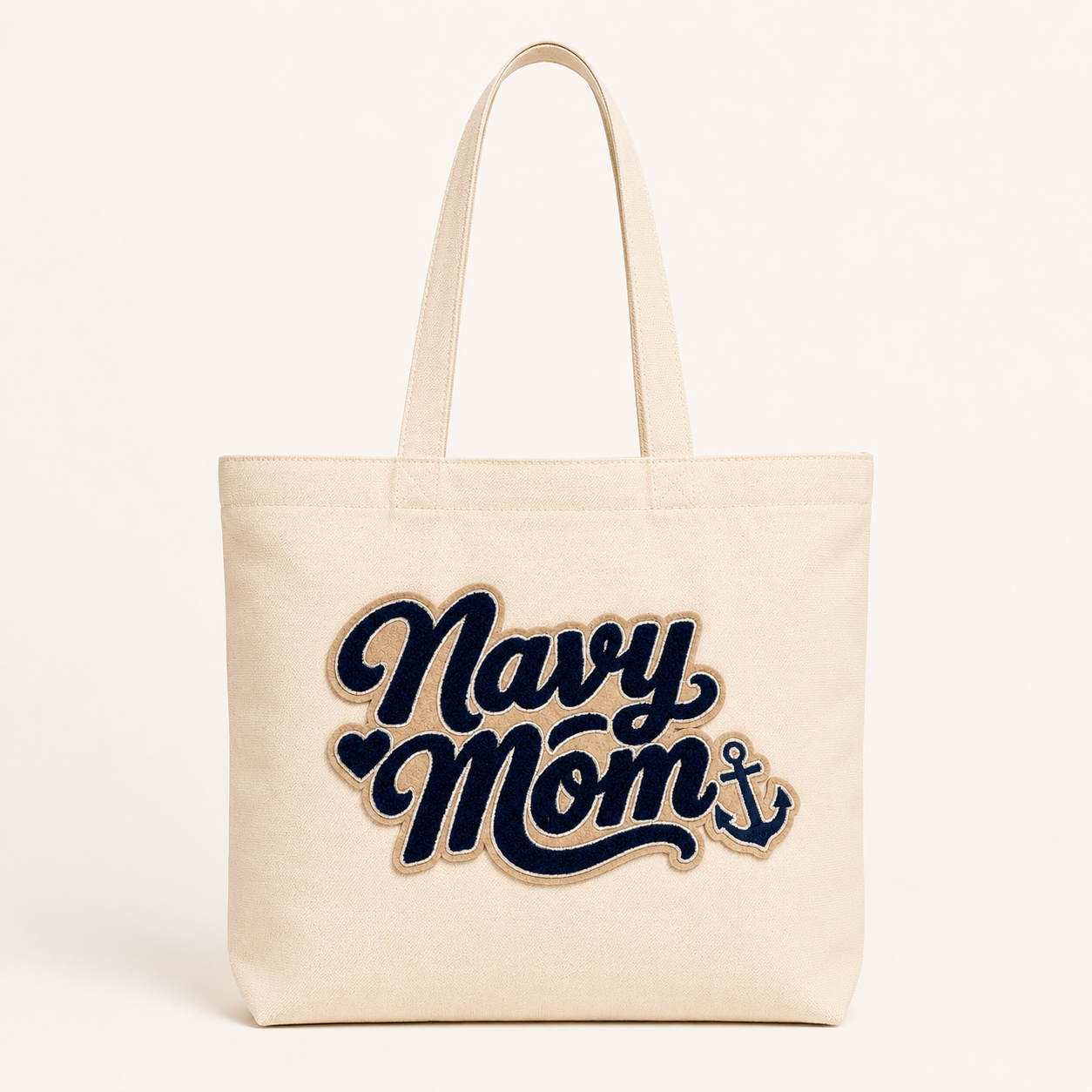 Tote Bag (13"X13") NAVY MOM Fuzzy Patch