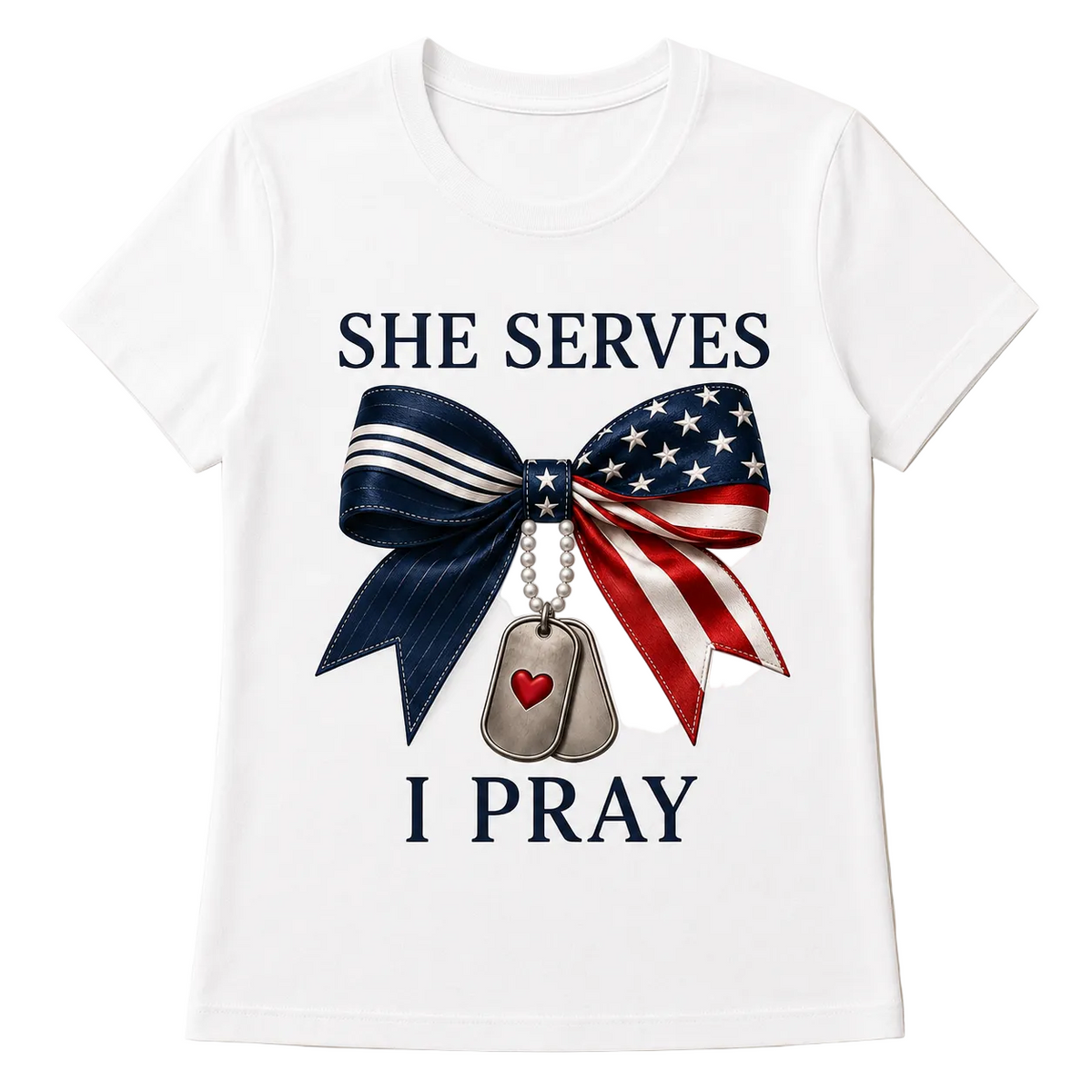 SHE SERVES, I PRAY BOW SHIRT