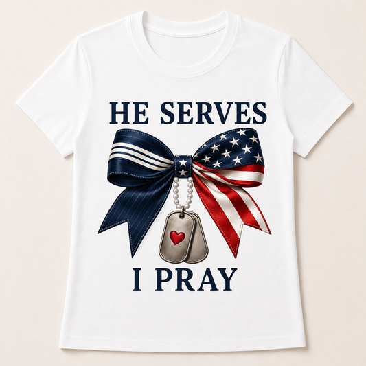 HE Serves I Pray Half & Half Bow with Heart tag