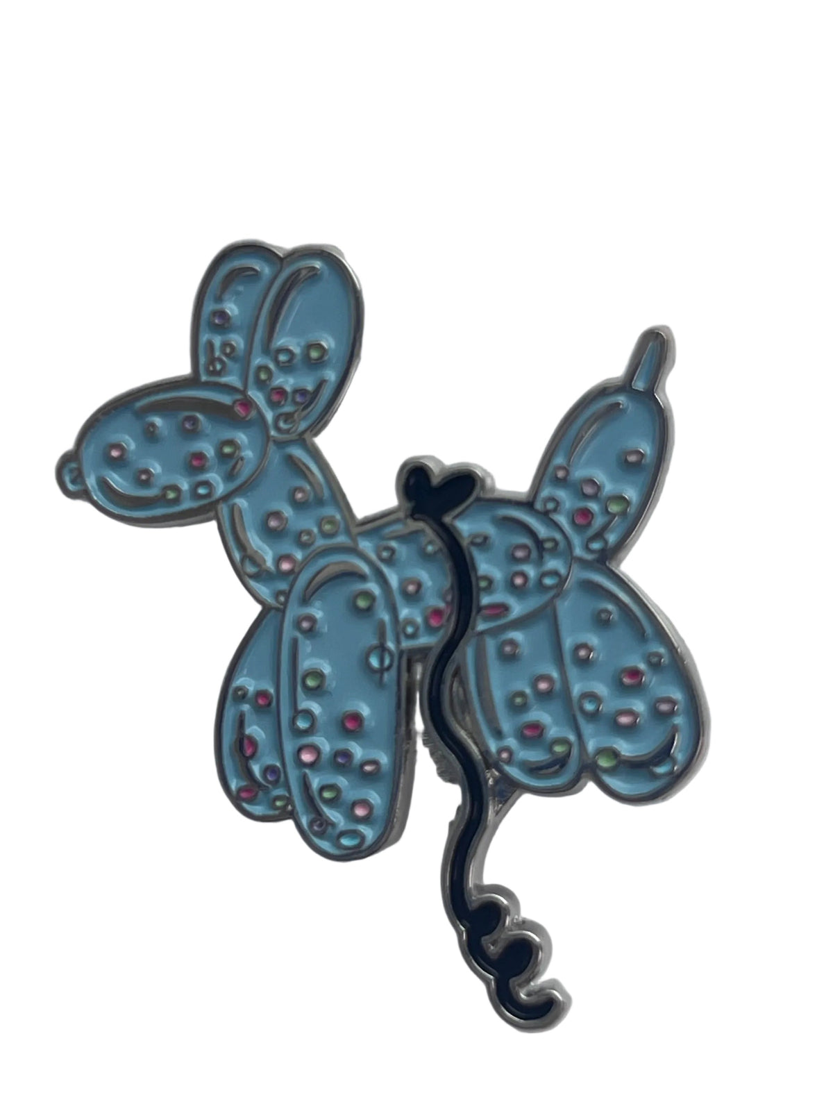 BALLOON DOG PIN - BLUE POKA DOTS