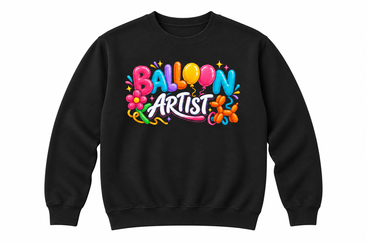 BALLOON ARTIST CREWNECK SWEATSHIRT - COLORFUL/FLOWER/BALLOON DOG