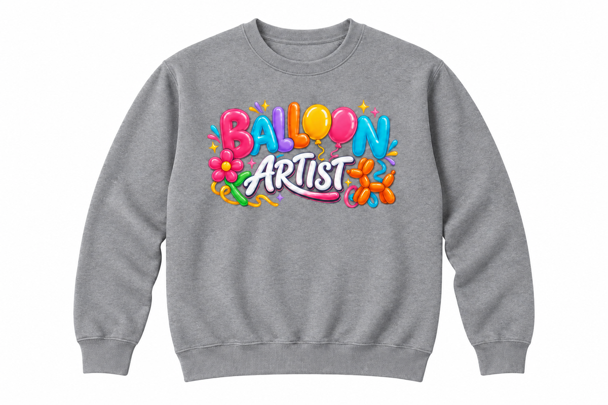 BALLOON ARTIST CREWNECK SWEATSHIRT - COLORFUL/FLOWER/BALLOON DOG