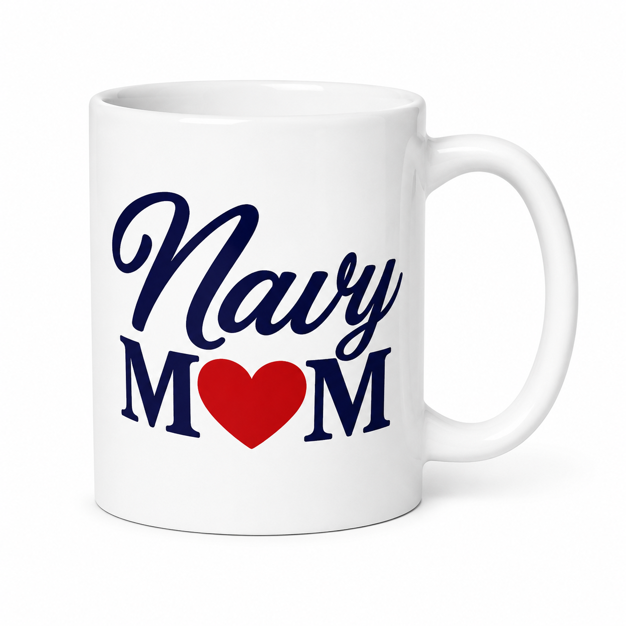 Navy MOM red heart coffee mug