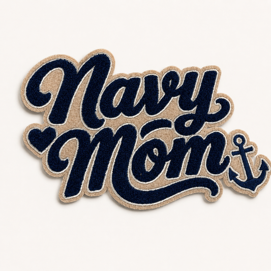 Navy Mom Fuzzy PATCH 10”x 6.5”