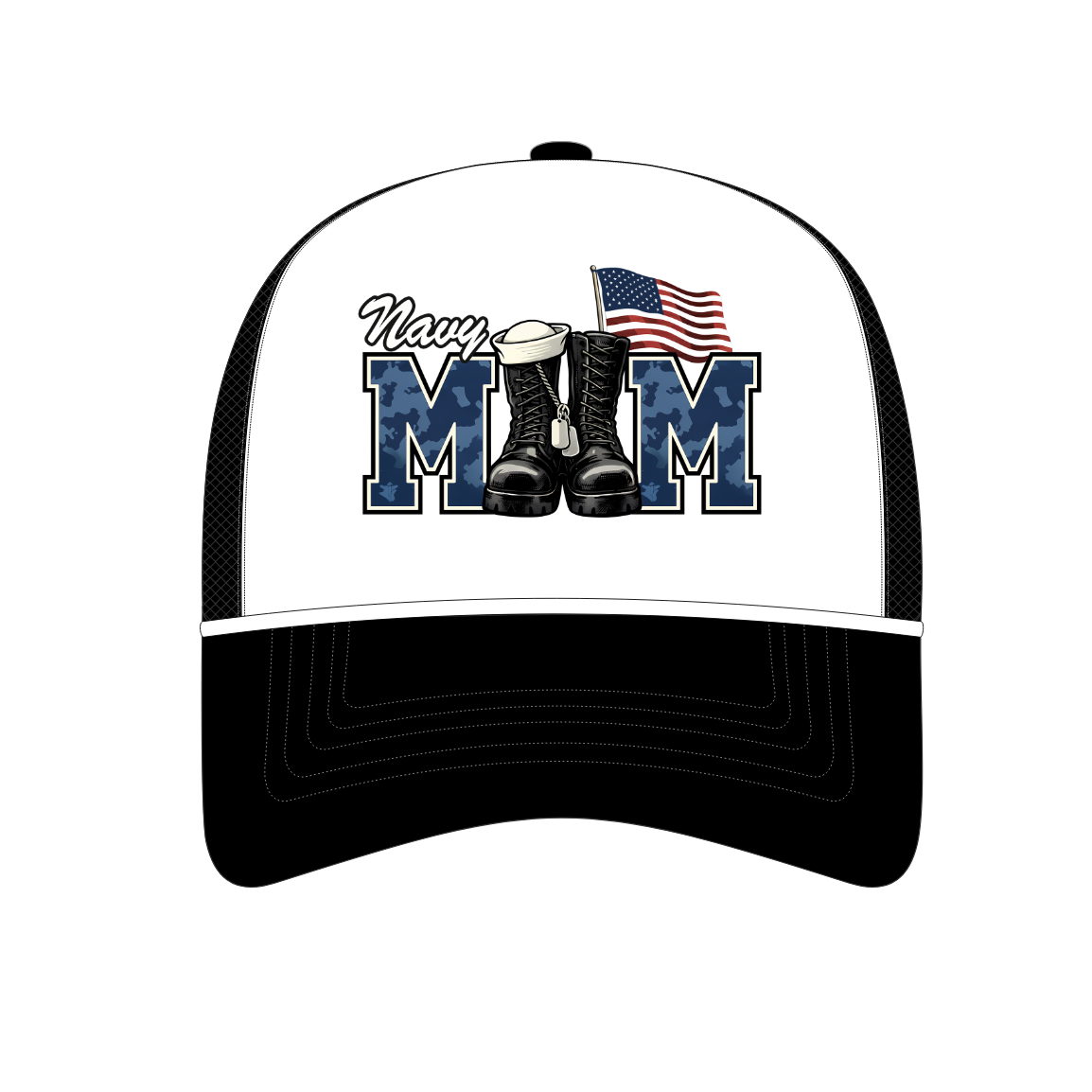 Navy MOM Boots Cap